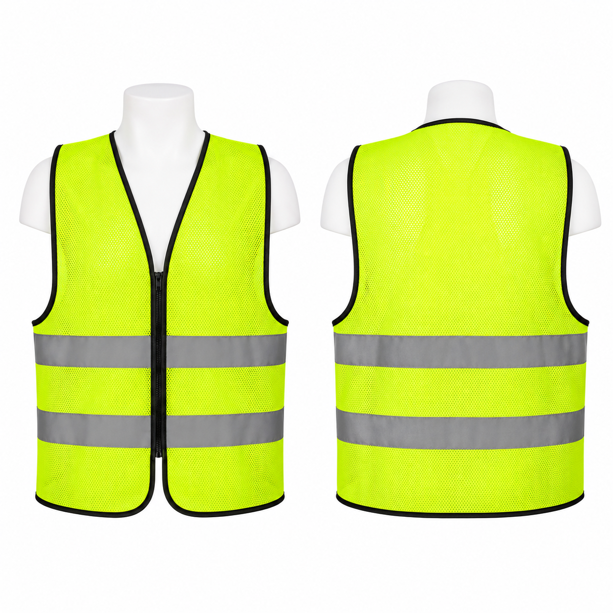 Vaultex Ultra Pro, Safety Mesh Type Vest with Zipper and Two Line Reflective Tape, Yellow Color