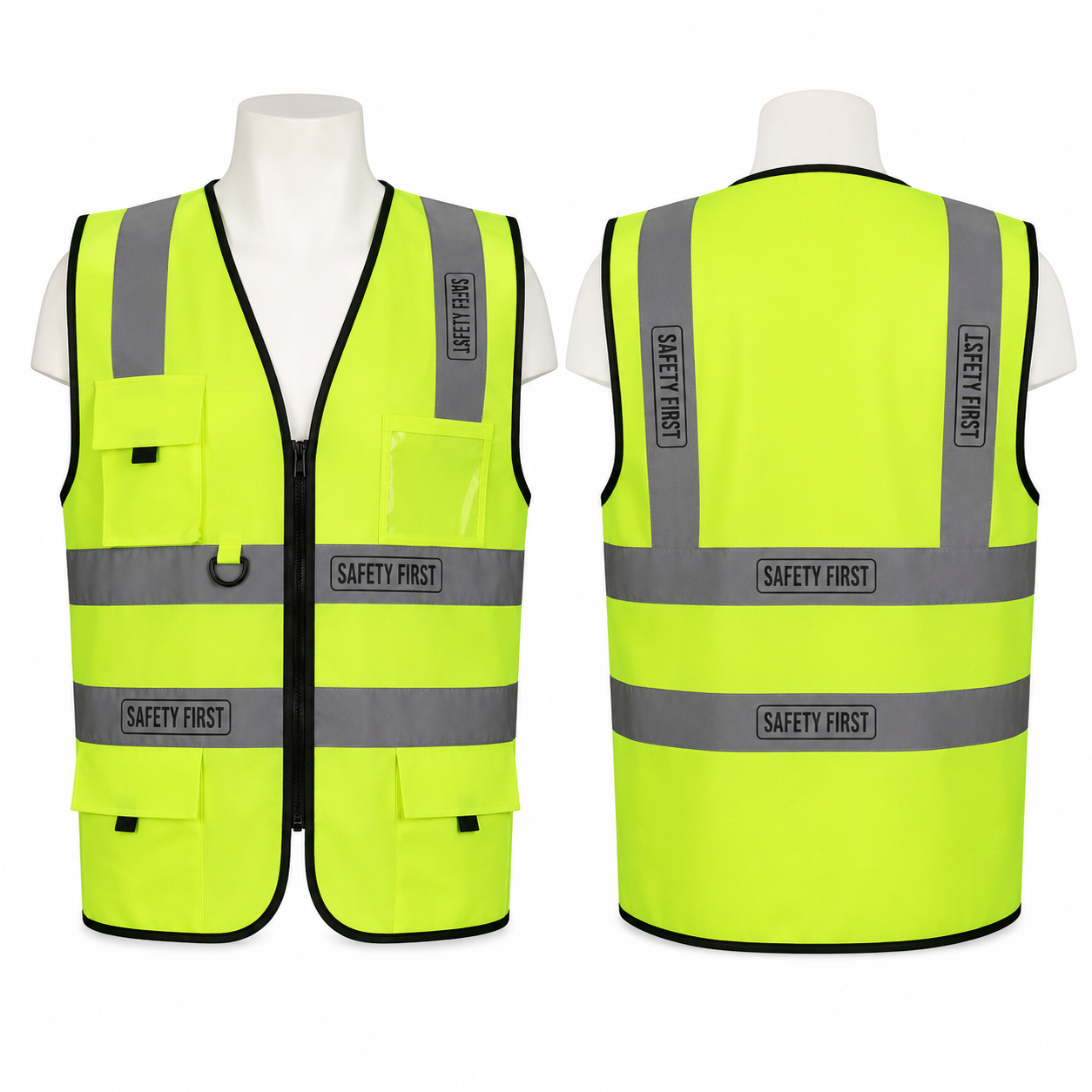 Vaultex Ultra Pro, Premium Safety First Fabric Vest with Zipper and 4 Pockets, Yellow Color